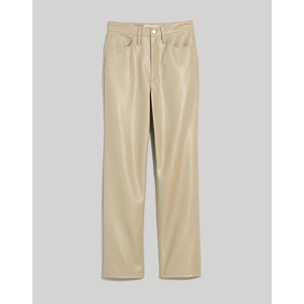 NWT The Perfect Vintage Straight Jean Faux Leather‎ Pumice Beige Sz 30 High Rise